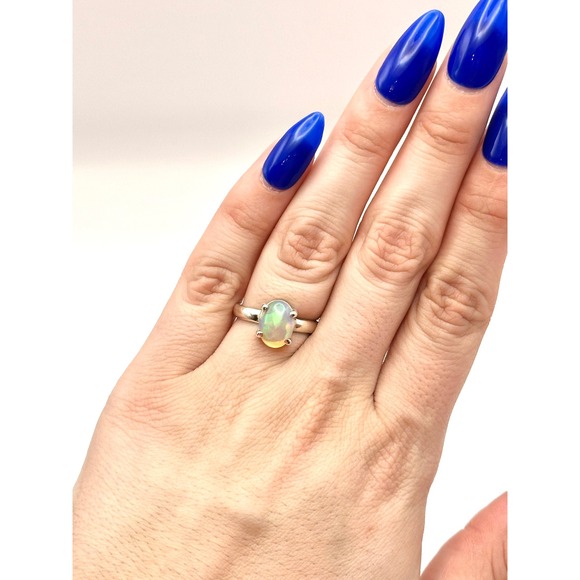 Ethiopian Opal Sterling Silver Handmade‎ Ring Size 8 - Picture 4 of 8